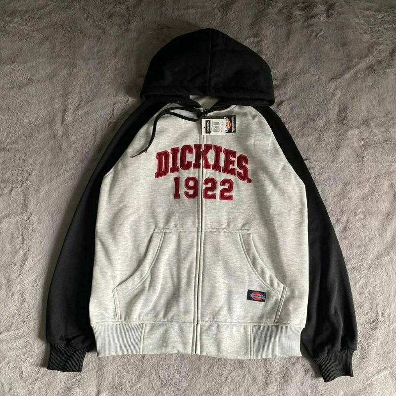 Jaket sweater jumper zipper hoodie DIKIES original full bordir best seller - Zipper dickies reglan h