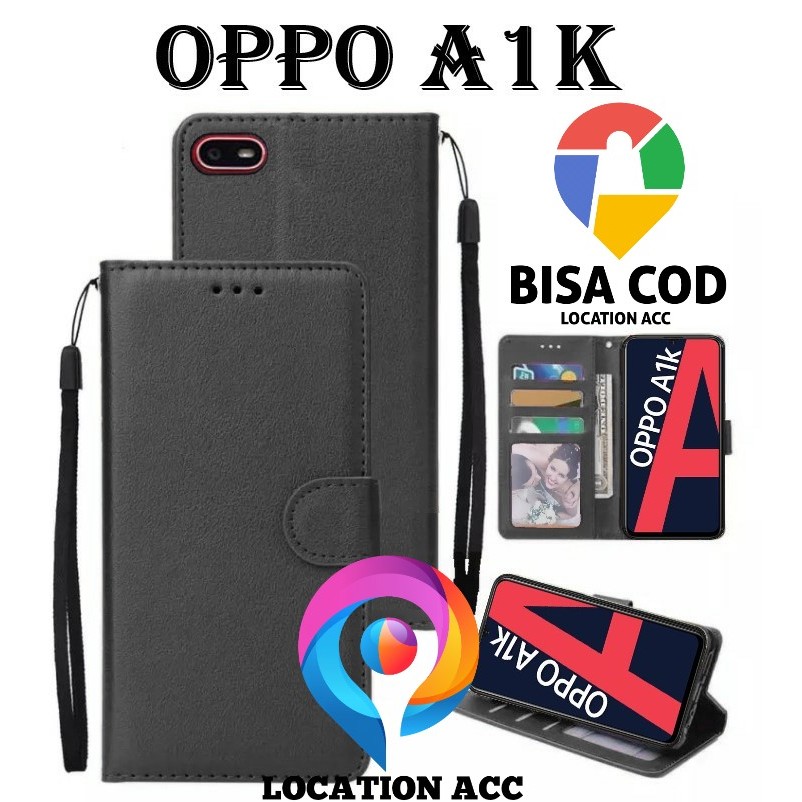 OPPO A1K FLIP LEATHER CASE PREMIUM-FLIP WALLET CASE KULIT UNTUK OPPO A1K - CASING DOMPET-FLIP COVER 