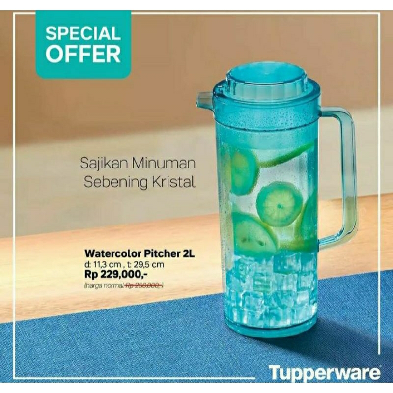 Watercolor Pitcher 2L Peach, Ungu atau Biru