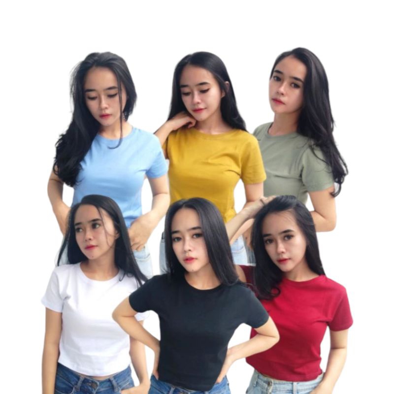 Kaos Crop Top Wanita Kekinian Bahan Tebal Cotton combed 24s / Kaos Crop Top Wanita / Kaos Crop Top M