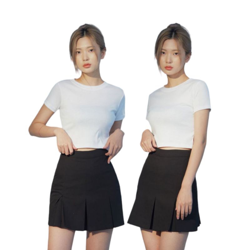 Kaos Crop Top Wanita Terlaris Bahan Tebal Cotton Combed 24s / Kaos Crop Top / Atasan Wanita Kekinian