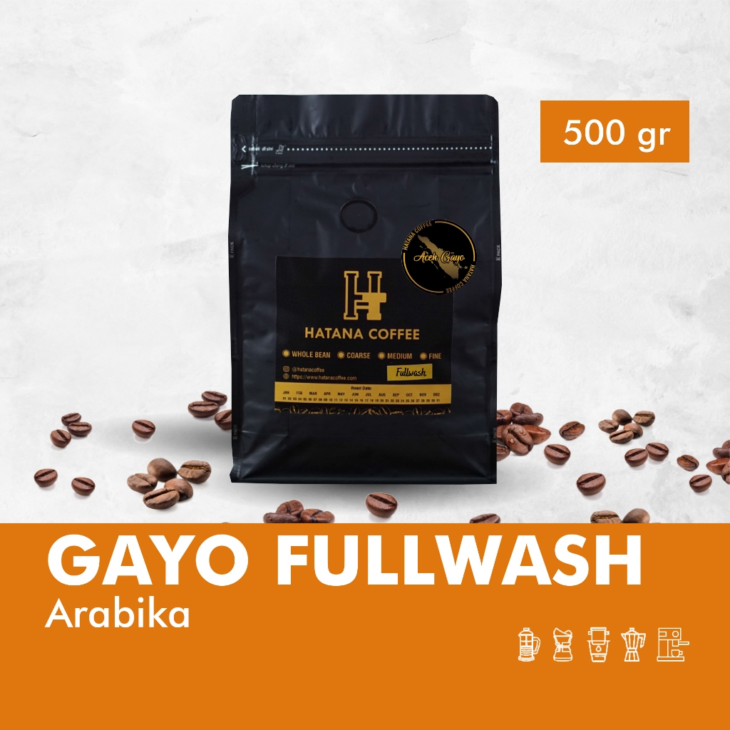 

Kopi Arabika Aceh Gayo Specialty (Full Wash) 500 Gram | Hatana Coffee