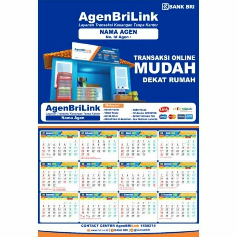 Kalender 2024 Agen BRILink | Kalender Dinding 2024 | Kalender Dinding Custom