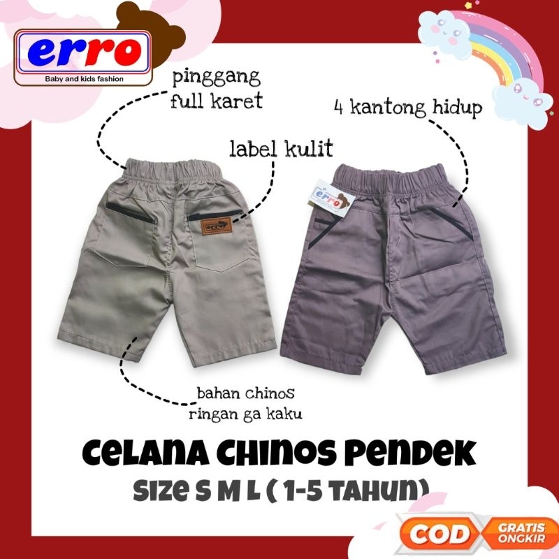 Celana Chinos Pendek Anak 1-5 Tahun BOY GIRL | Clana Chino Short Unisex Laki Perempuan Balita Hitam 