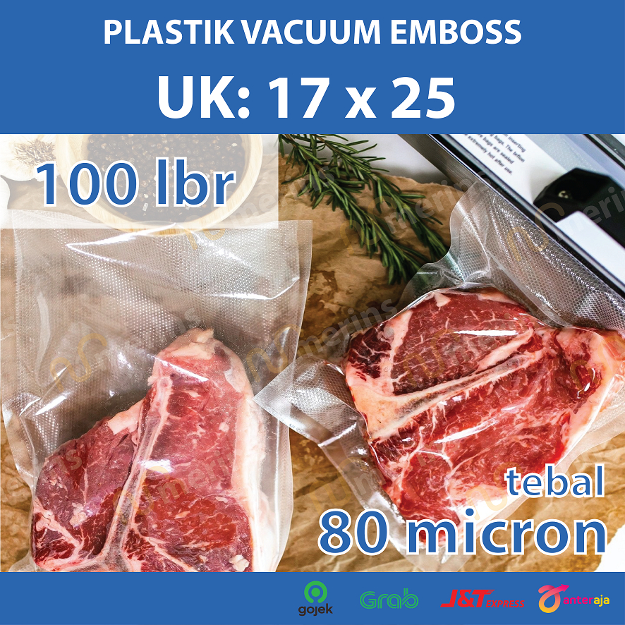 PLASTIK VACUM EMBOS 17X25 ISI 100 LEMBAR PLASTIK VAKUM EMBOS MAKANAN