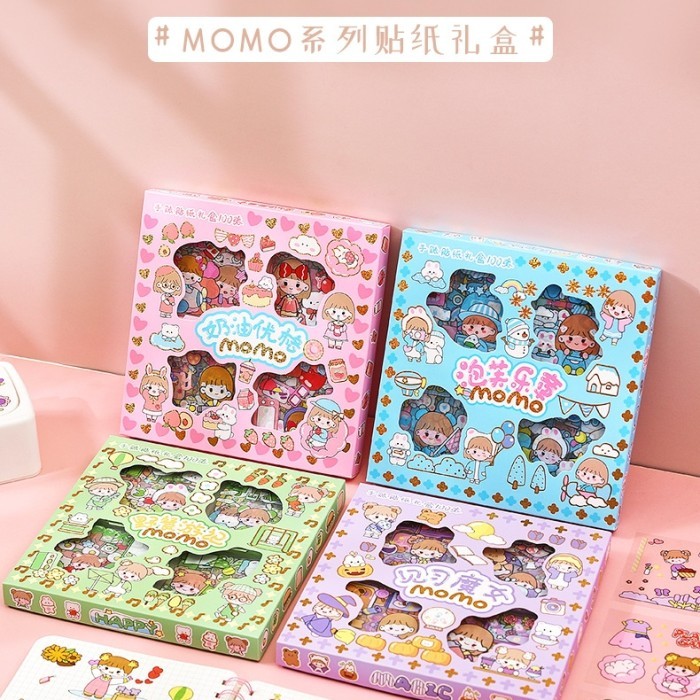 

100 Lembar MOMO Sticker Box -Deco Sticker Momo PVC Anti Air - Stiker