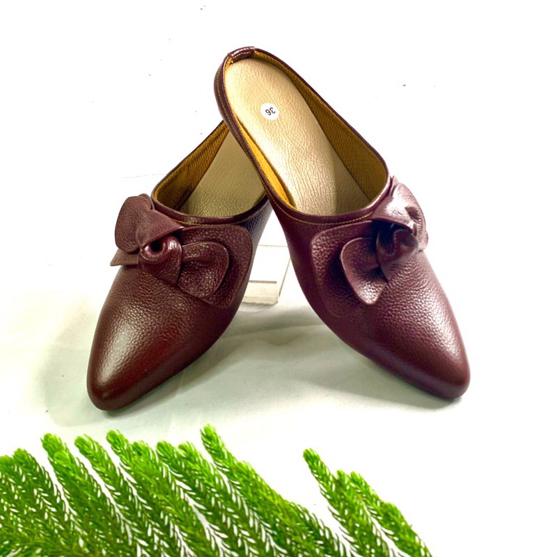 SELOP FLAT WANITA KULIT ASLI/ SANDAL BUSTONG REMAJA CEWEK KULIT SAPI