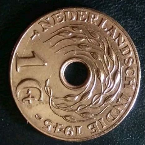 KOIN KUNO BOLONG 1 CENT NEDERLAND INDIE TAHUN 1936-1945