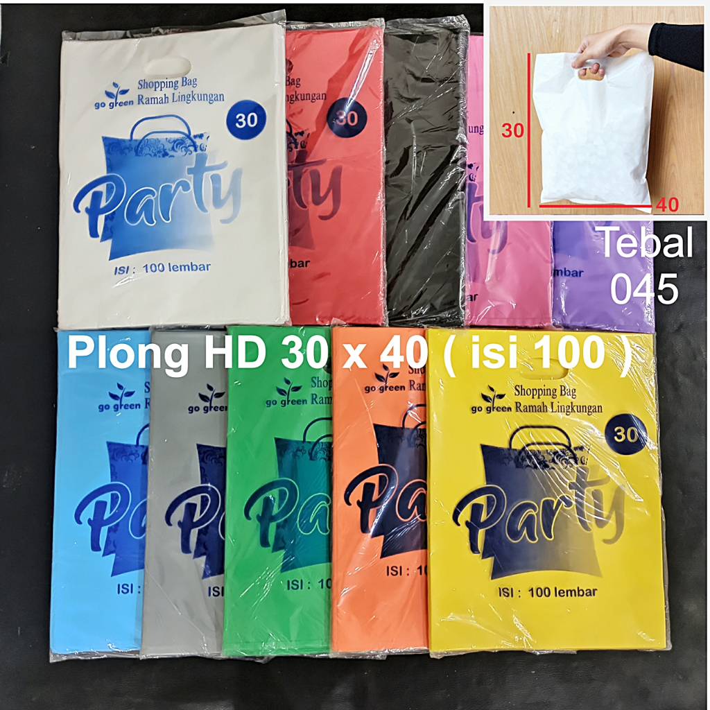 Plastik Plong 30x40 HD Polos Oval Party Tebal Isi 100