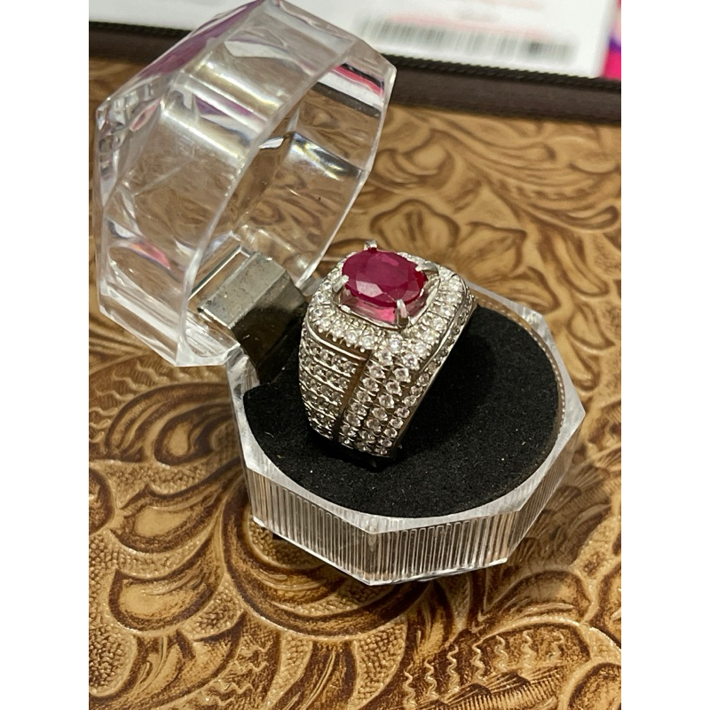 Batu Permata Natural Ruby Pigeon Blood Ring Perak 69