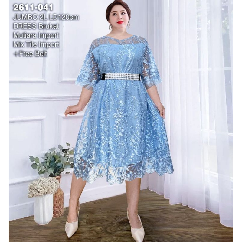 Dres Brokat Jumbo/ Dres Pesta/ Dres Natal