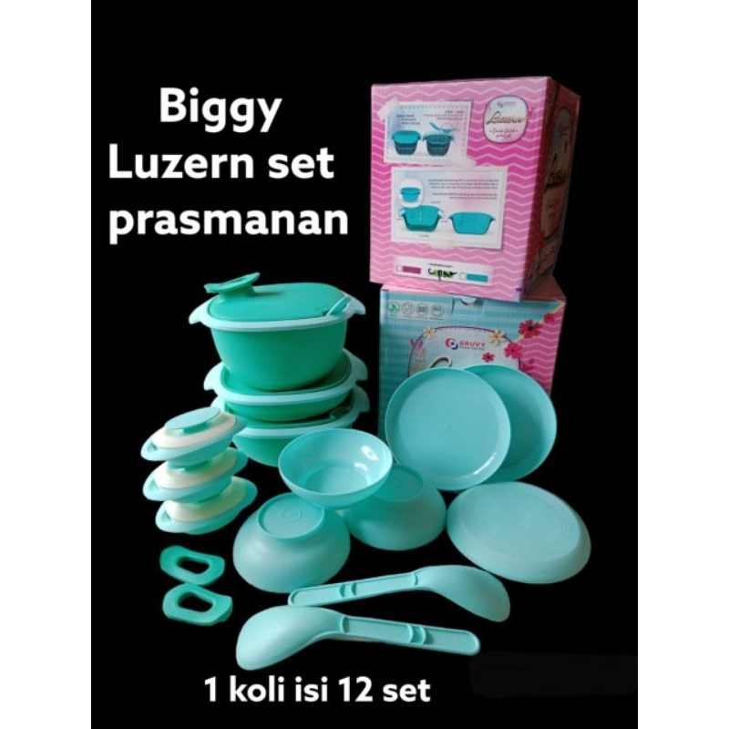 PRASMANAN LUZERN BAHAN PLASTIK TEBAL BIGGY BPA FREE FOOD GRADE + PIRING + MANGKOK