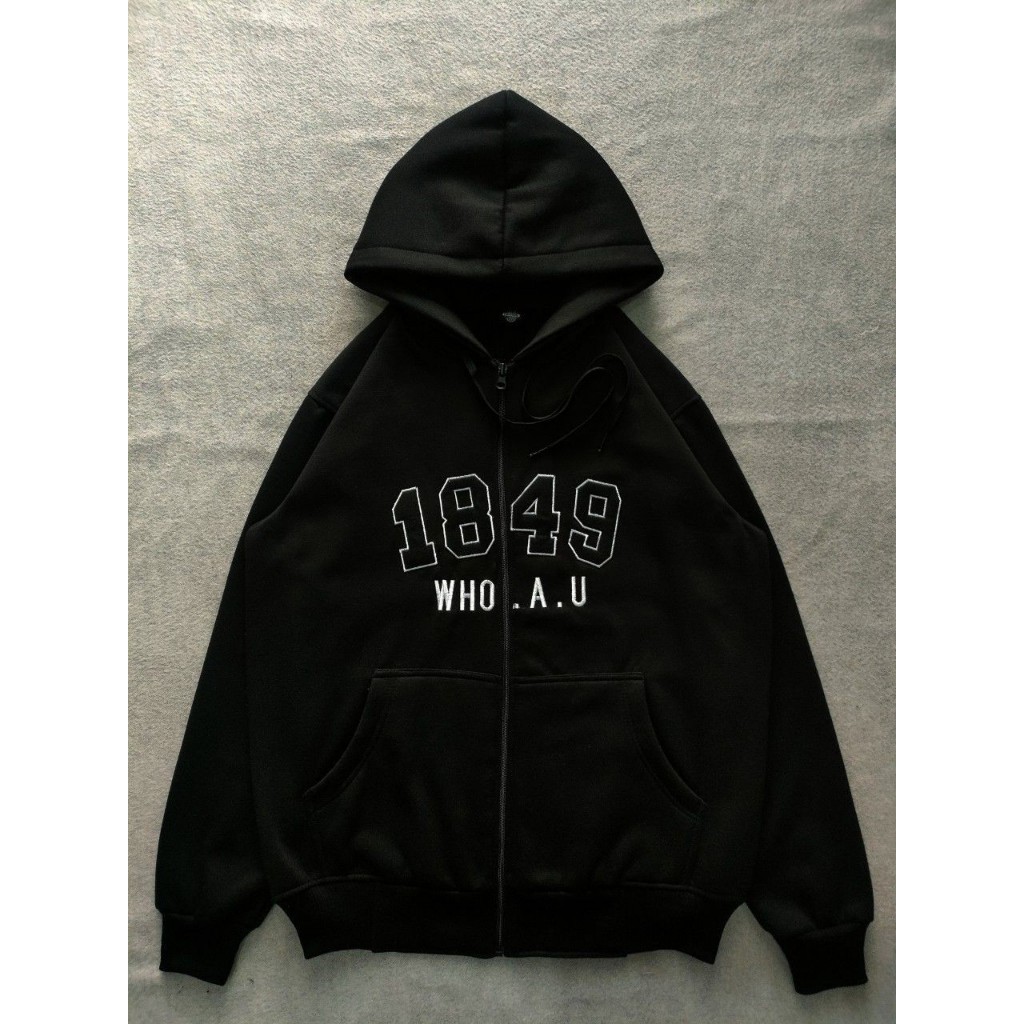 WHO 1849 Full Bordir BLACK Jacket Zipper WHO.AU California 1849 Unisex PREMIUM