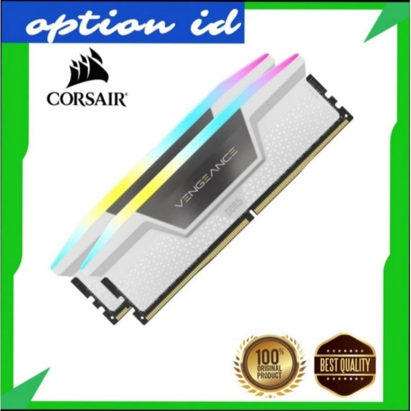 Memory RAM CORSAIR VENGEANCE RGB 32GB | 16GBx2 DDR5 5200 MHz BC40 - White