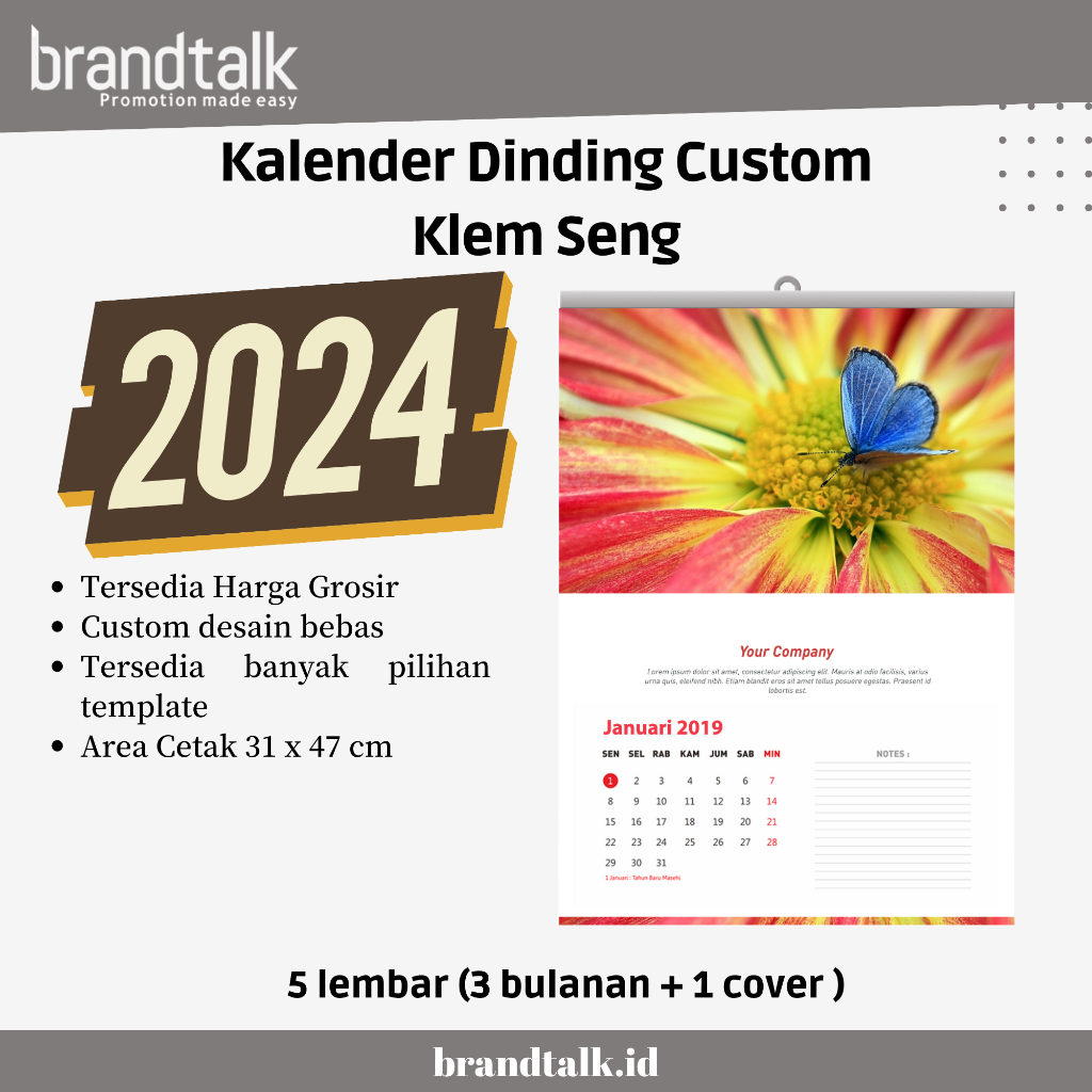 

Cetak Kalender Dinding Custom 2024 - Klem Besi - 5 lembar - Satuan