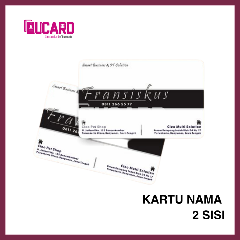 

KARTU NAMA PVC 2 SISI CUSTOM FINISHING GLOSSY CUSTOM TERMURAH ANTI LUNTUR DAN SOBEK