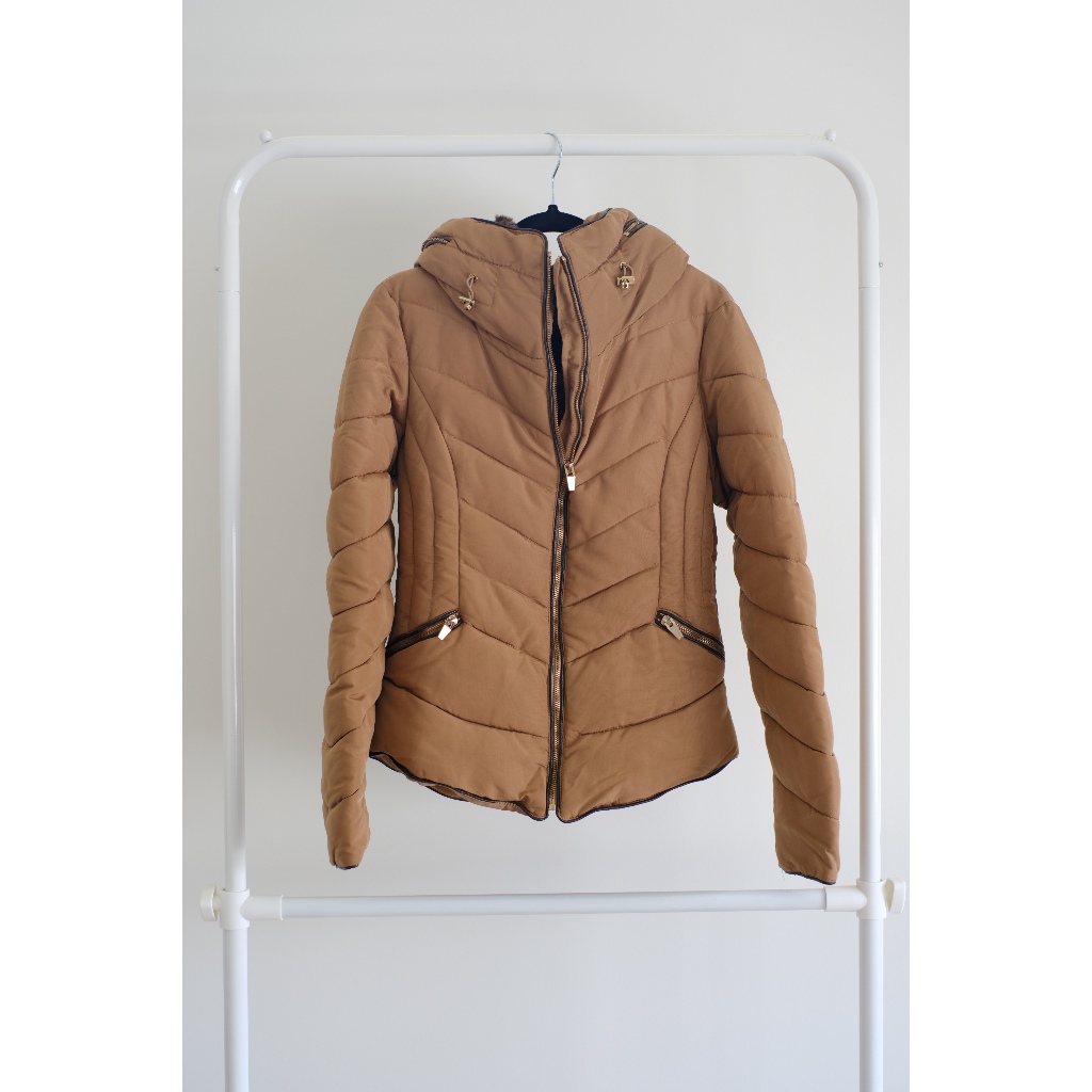 Zara Outerwear Puffer Winter Jacket in Brown size S