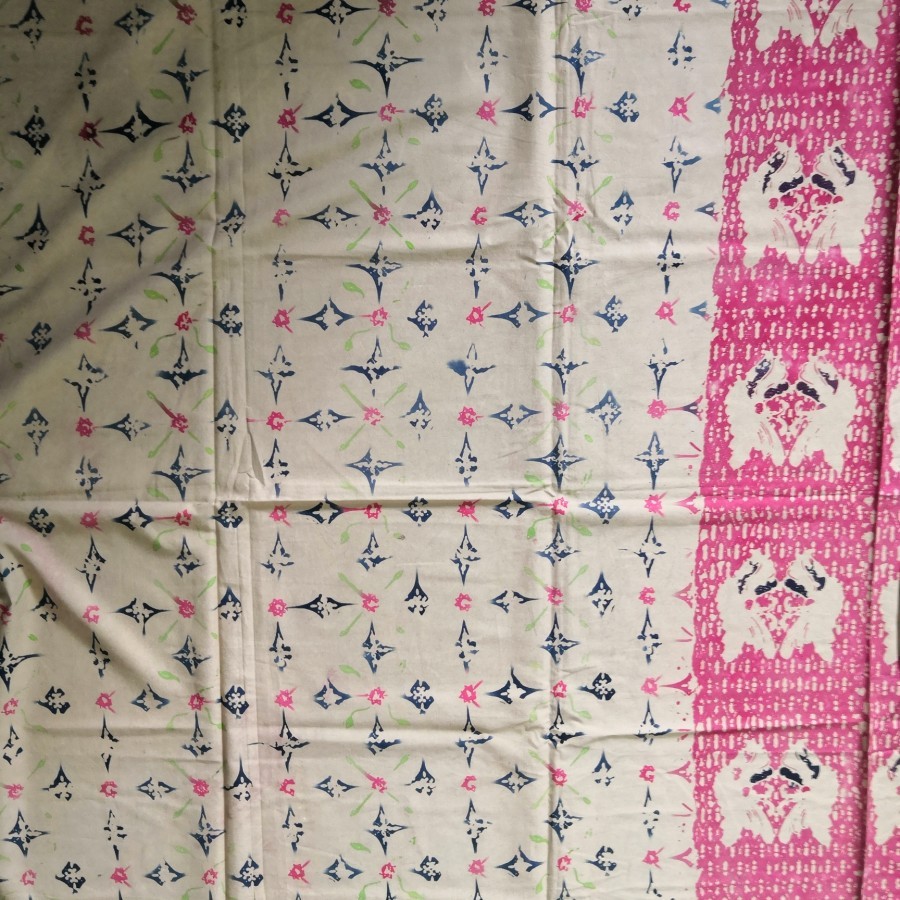 Kain Batik Motif Meteran Krem Merah Dress Daster