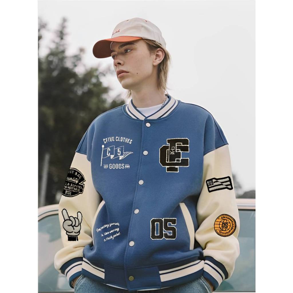 Suke Varsity Baseball Bordir Fleece Denim / Varsity Jacket Vintage