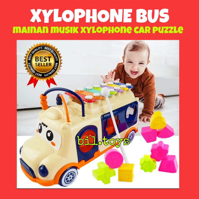 MAINAN HAPPY BUS XYLOPHONE YE 20 MUSIC BUS MAINAN EDUKASI MUSIK PUZZLE YE20