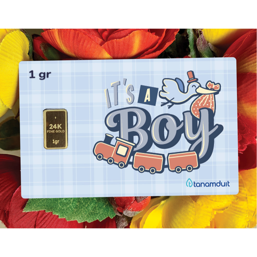 tanamduit Emas Logam Mulia Edisi Ucapan Baby Shower Boy & Girl Big Gold [1 gram]