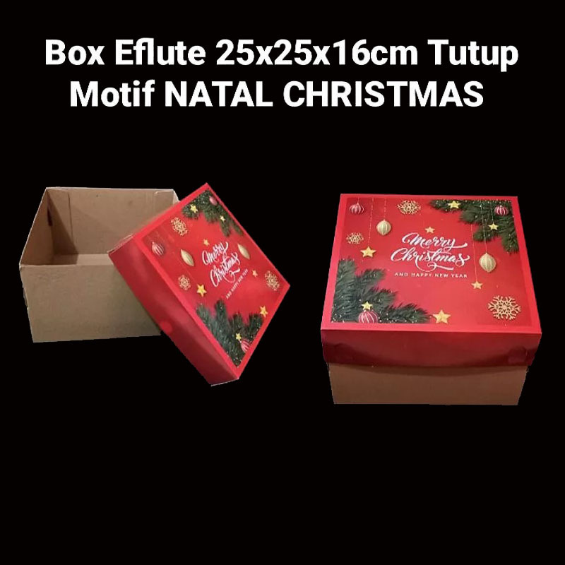 

(5 pcs) kardus kue bolu box chiffon cake natal dus pudding packaging hampers merry christmas xmas ukuran 25x25x16cm