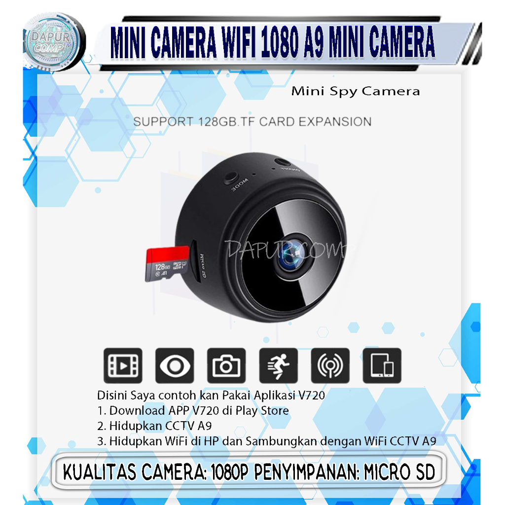 CAMERA MINI CCTV A9 WIFI 1080 MINI CAMERA WIFI CCTV