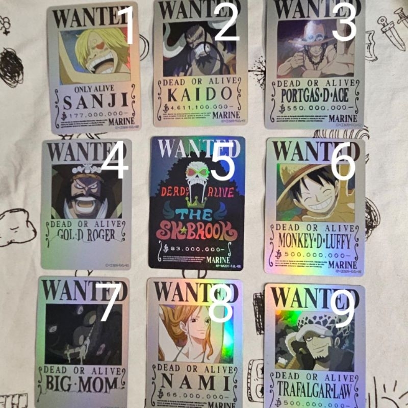 [OFFICIAL] Kartu Koleksi One Piece Wanted Holo Rare Original | Monkey D Luffy Roronoa Zoro Sanji Por