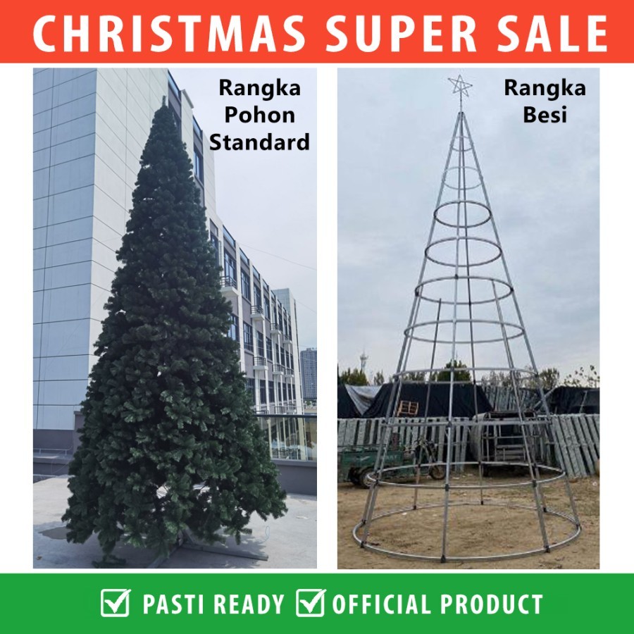 Pohon Natal Besar Jumbo Tinggi 5 Meter 16 Feet Ft Premium Christmas Tree Lengkap Dengan Hiasan
