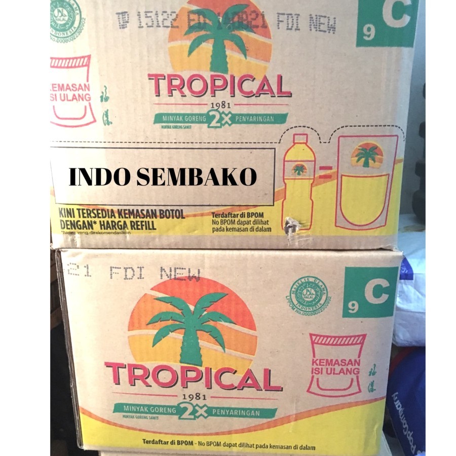 

Tropical Minyak Goreng 1 Dus Pouch Botol 1 liter dan 2liter
