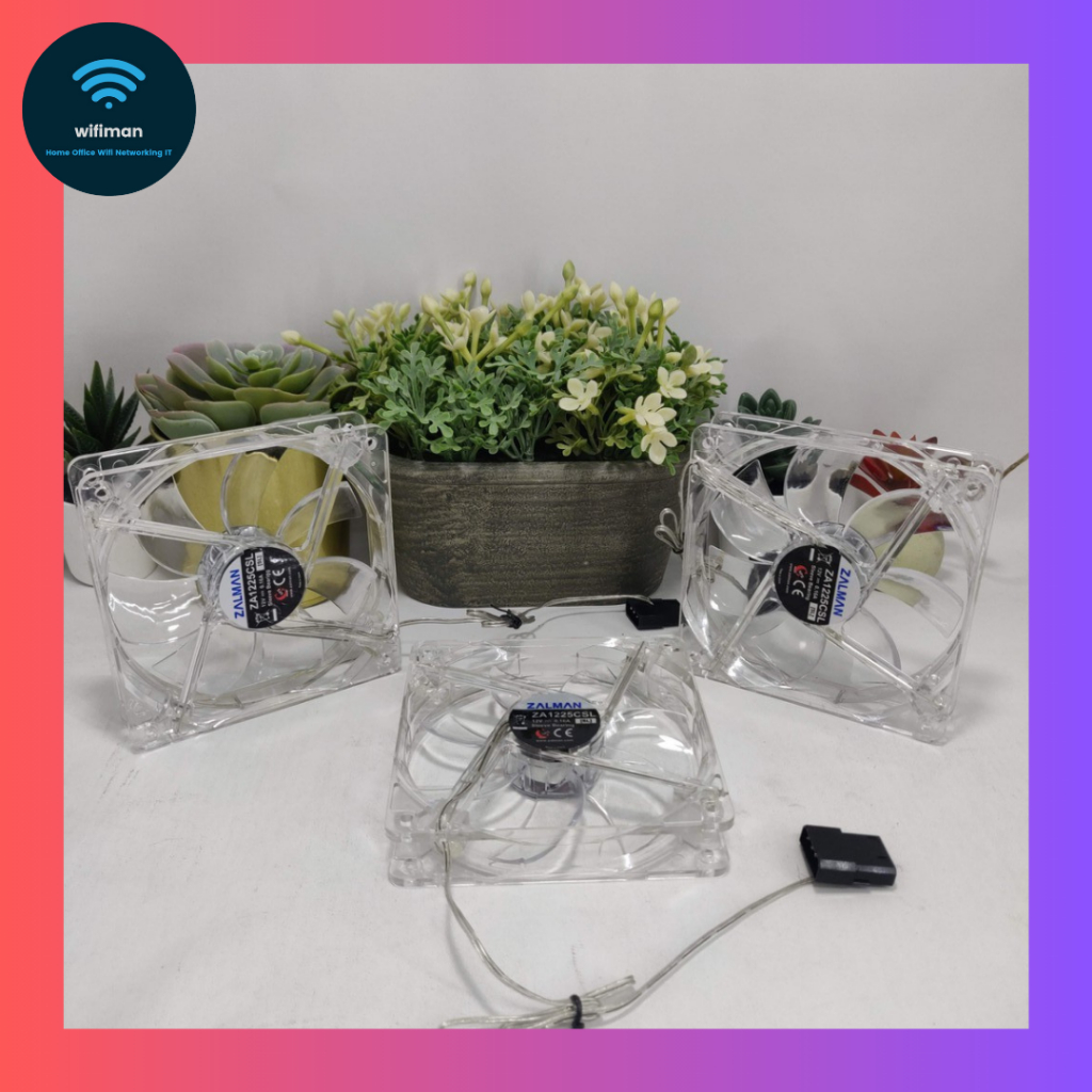 Zalman Clear Fan LED Biru 12cm CPU PC Case ZA1225ASL Blue Quiet 120mm Bening Molex 3 Pin Bukan PWM 4