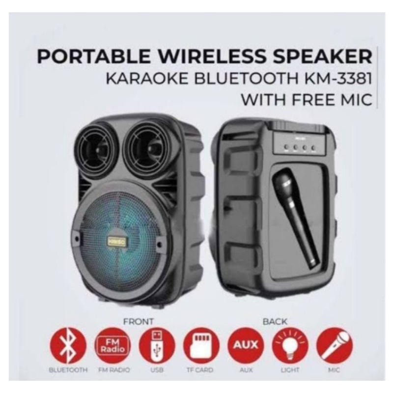 Speaker Bluetooth Kimiso free mic 6.8" 2000W Disko Kimiso MKC-338