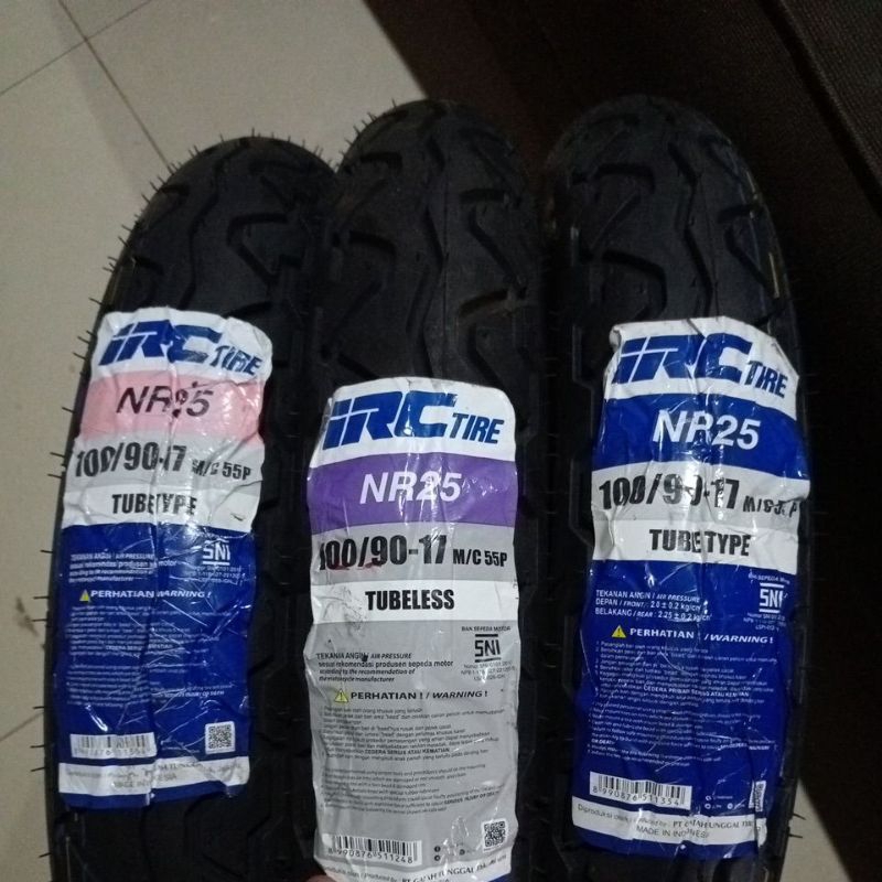 IRC 100/90-17 NR25 BAN LUAR IRC TUBELESS/TUBETYPE RING 17 BAN LUAR MOTOR NR 25 100 90-17 1009017 TUB