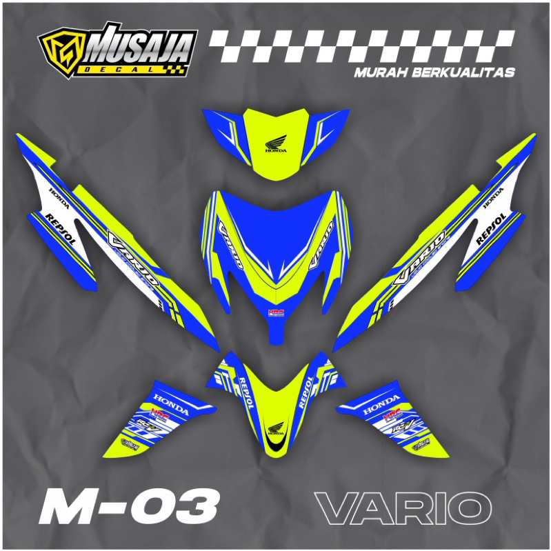 Decal Vario 110 karbu motif roadrace biru hijau - dekal road race fullbody