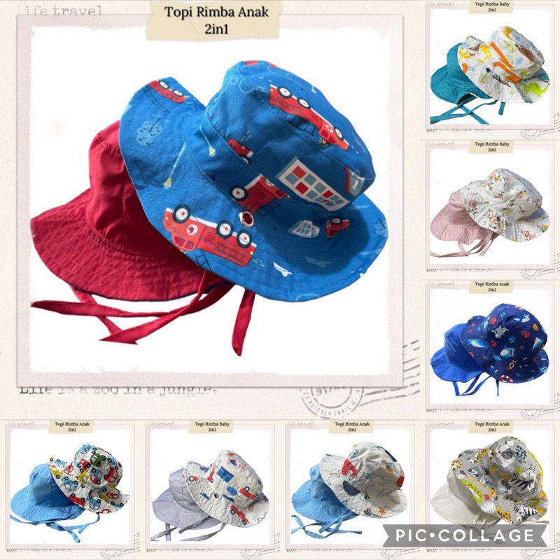Disc Topi Rimba Anak Karakter Bolak Balik - Bucket Anak - Topi Rimba Anak - Bucket Anak Tali - Topi