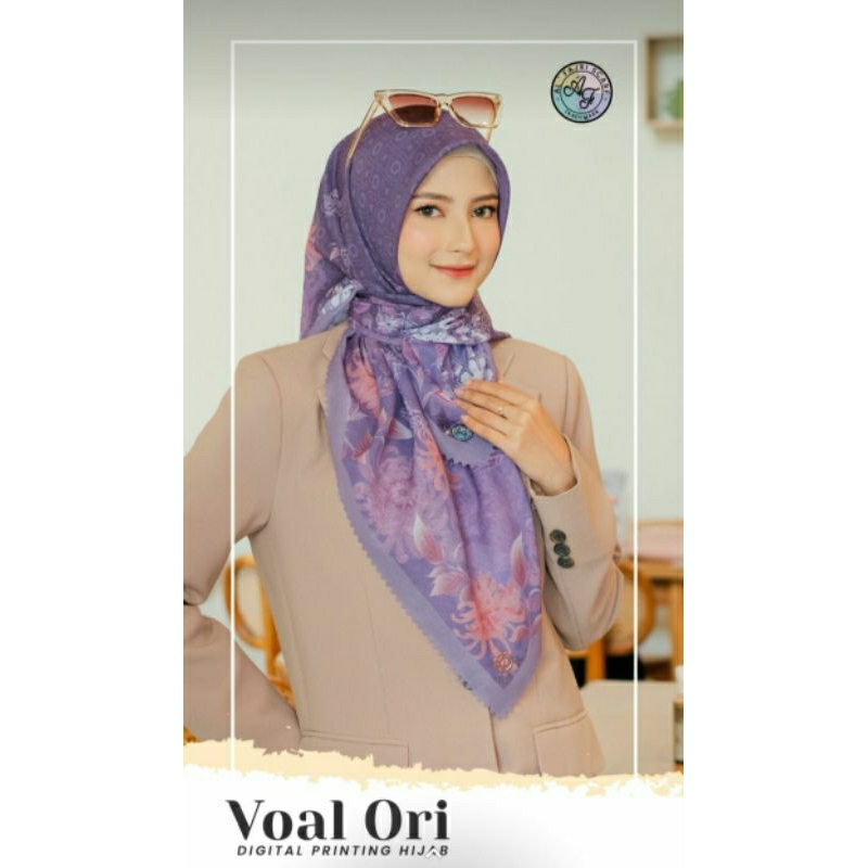 hijab segi empat voal ori motif logo by al fajri.harga 10 pcs