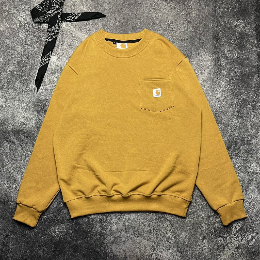 CREWNECK SWEATER CARHARTT POCKET - CREWNECK PRIA WANITA - PREMIUM QUALITY - FULLTAG & LABEL