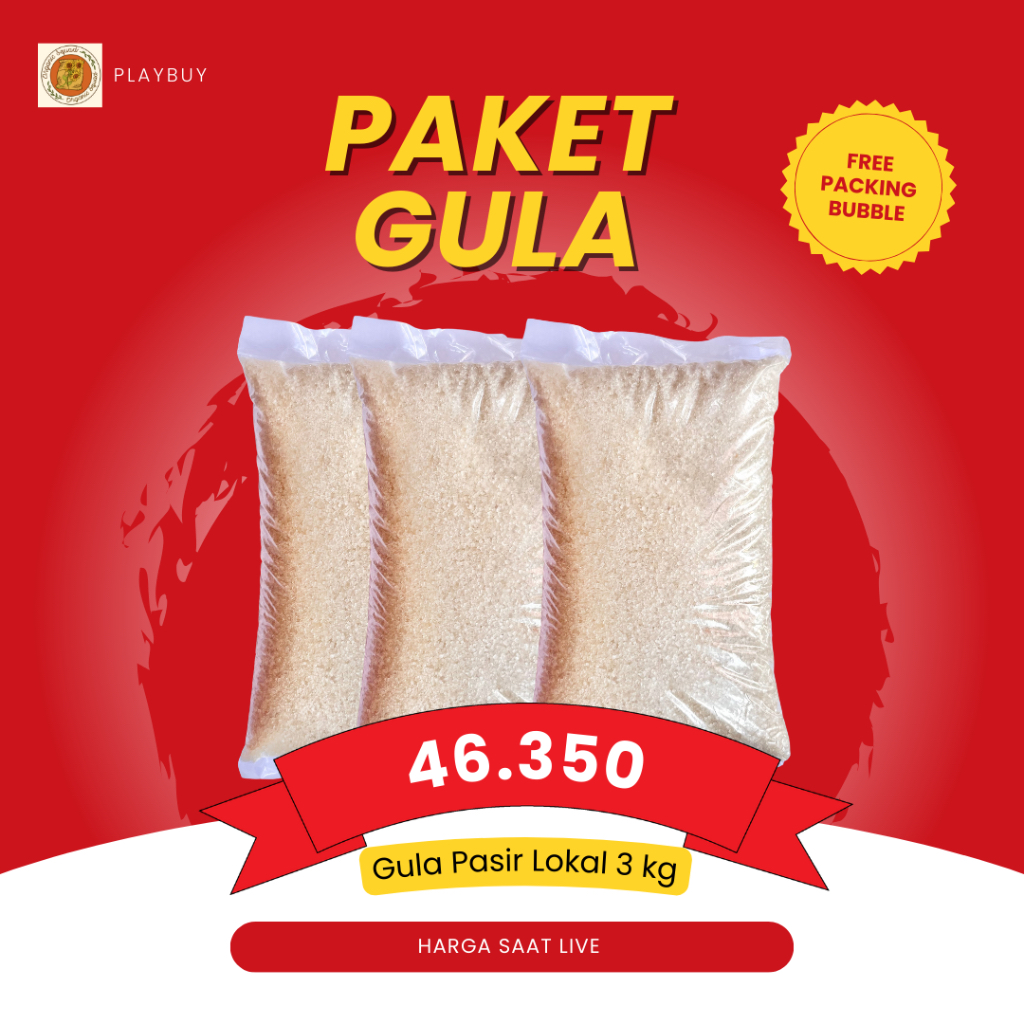 

Paket Hemat Gula Lokal 3kg Gula Diskon Live