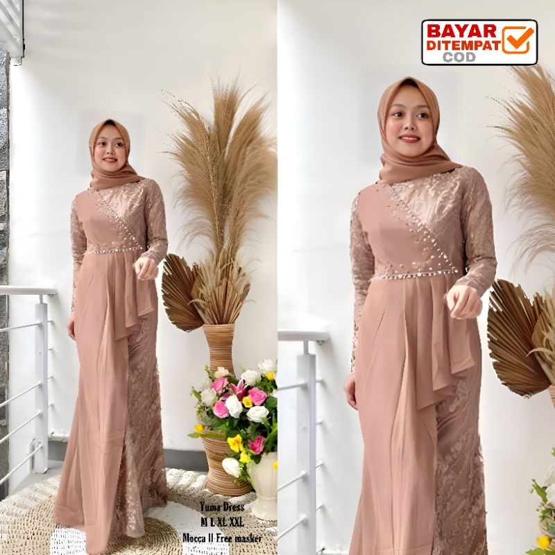 [Termurah] Gamis Yumma By Zaida Butik Dress Muslim M L Xl Xxl Bress Brukat Kondangan Mewah Jumbo Aba