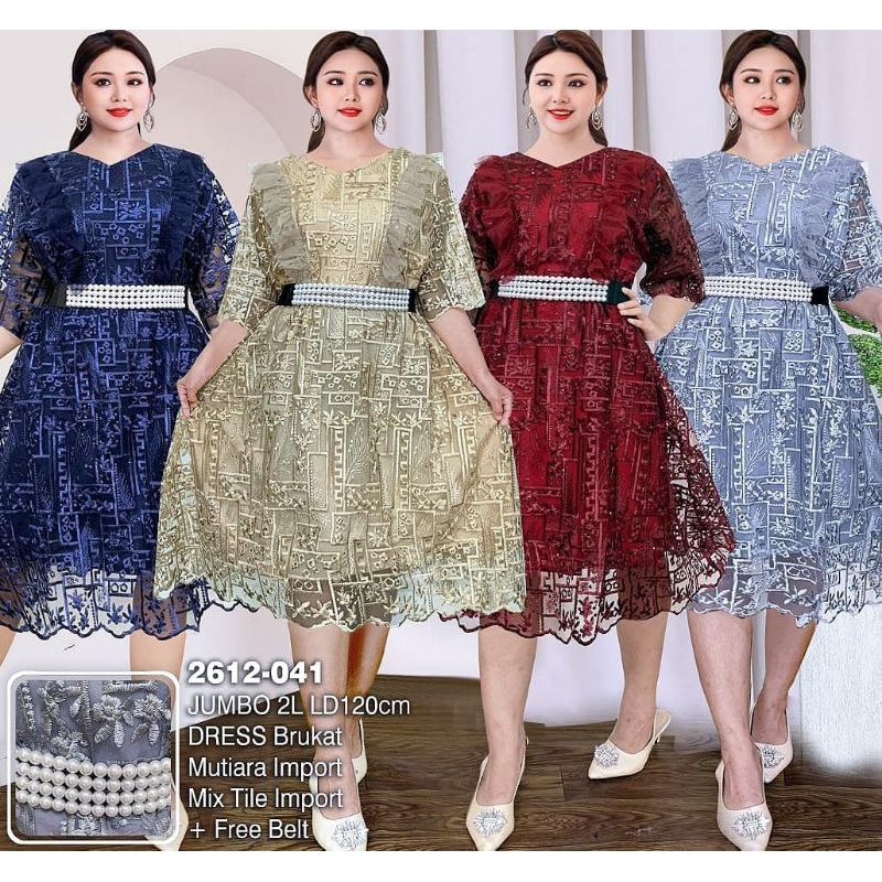 Dres Jumbo/ Dres Brokat Jumbo/ Dres Pesta/ Dres Natal