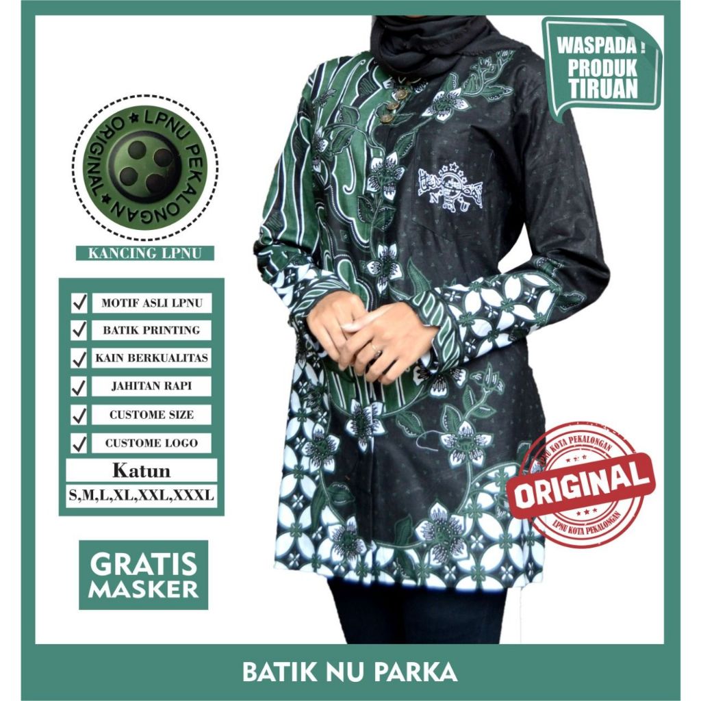 Blus Parka NU Batik NU Wanita Seragam NU Wanita Blus Batik NU Parka