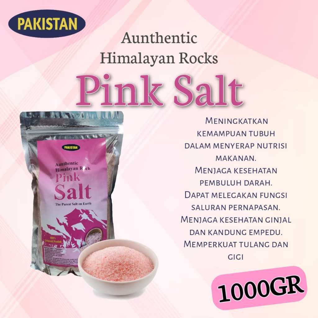 

GARAM HIMALAYA PAKISTAN ORGANIC HIMALAYAN PINK SALT Kemasan 1000gr