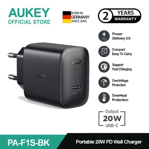 AUKEY Charger Type C 20W PD 3.0 Fast Charging PA-F1S-BK