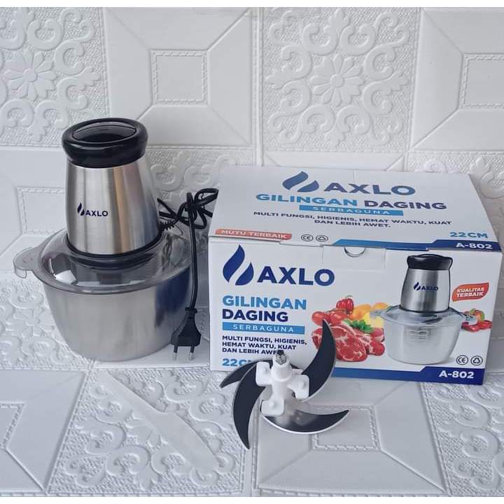 BLENDER DAGING AXLO A-802 / BLENDER DAGING STAINLESS AXLO A 802 / BLENDER GILINGAN DAGING SERBAGUNA AXLO / FOOD PROCESSOR ELECTRIK MEAT CHOPPER ELEKTRIK BAJA TAHAN KARAT AXLO / BLENDER AXLO / BLENDER PENGGILING DAGING MULTIFUNGSI