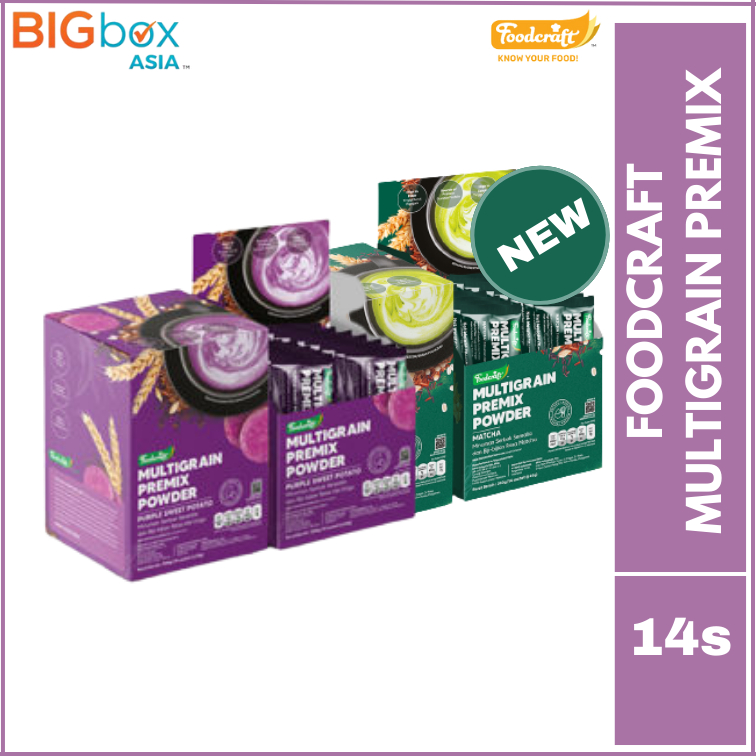 

Foodcraft Multigrain Premix Powder 25g 14 Sachet Rasa Purple Sweet Potato dan Matcha / Minuman Serbuk Sereal Biji-Bijian