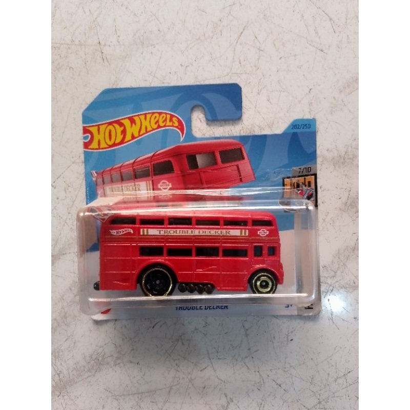 hot wheels trouble Decker bus London short card eropa card pendek