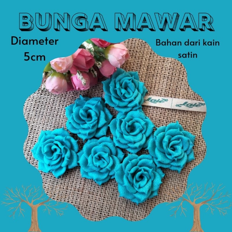 Bunga Mawar Palsu Artifisial Merah Maroon Pink Toska Silver