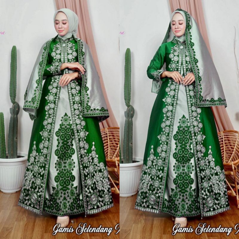 FASHION MUSLIM//GAMIS SELENDANG MAYANG SIZE M-JUMBO(LD 120CM)//BAHAN SATIN BRIDAL PREMIUM//SERAGAMAN