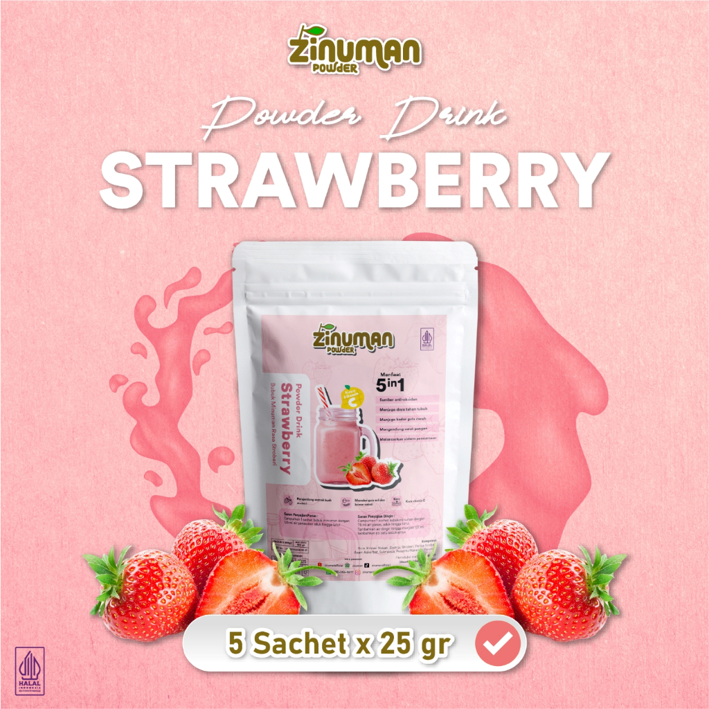 

Zinuman Powder Rasa Strawberry Sachet Pack 5s x 13 gr