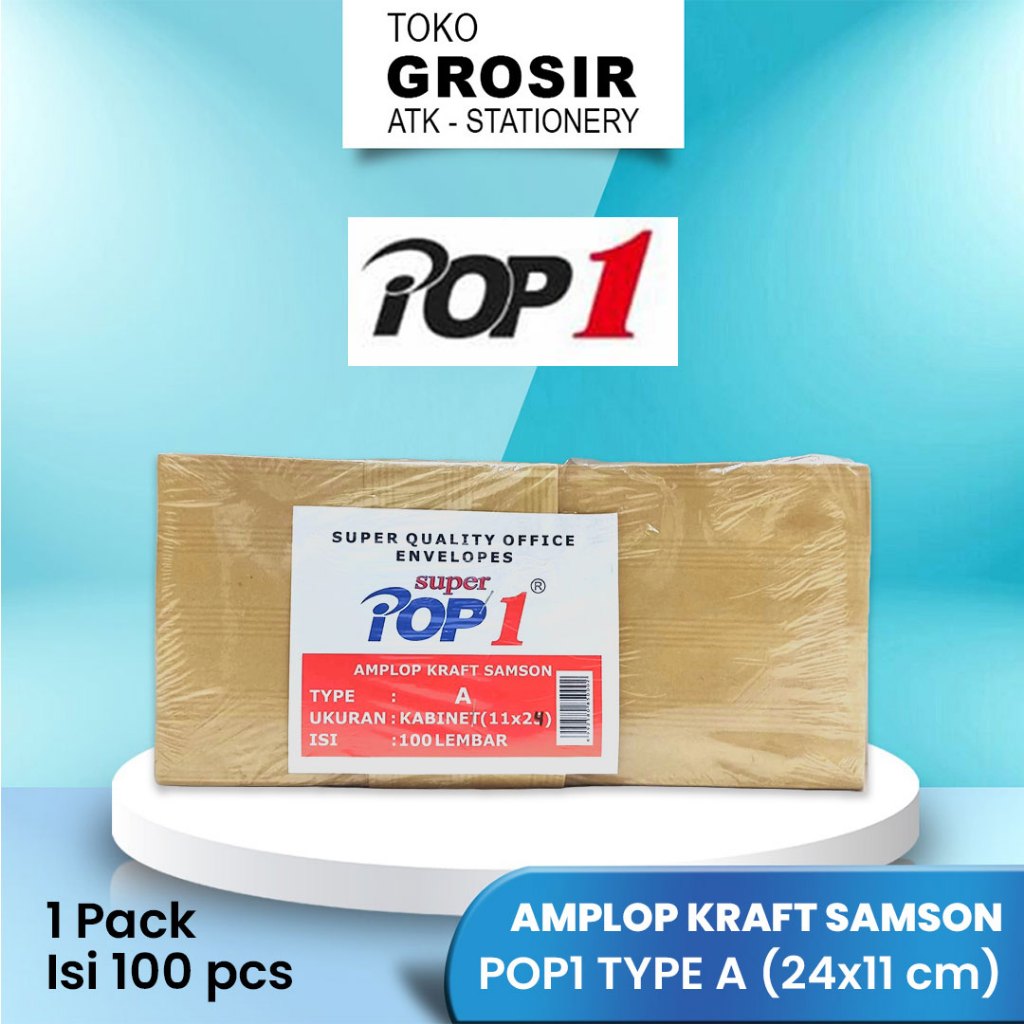 

AMPLOP KRAFT SAMSON POP1 TYPE A 24x11 cm / 1 pack isi 100 pcs